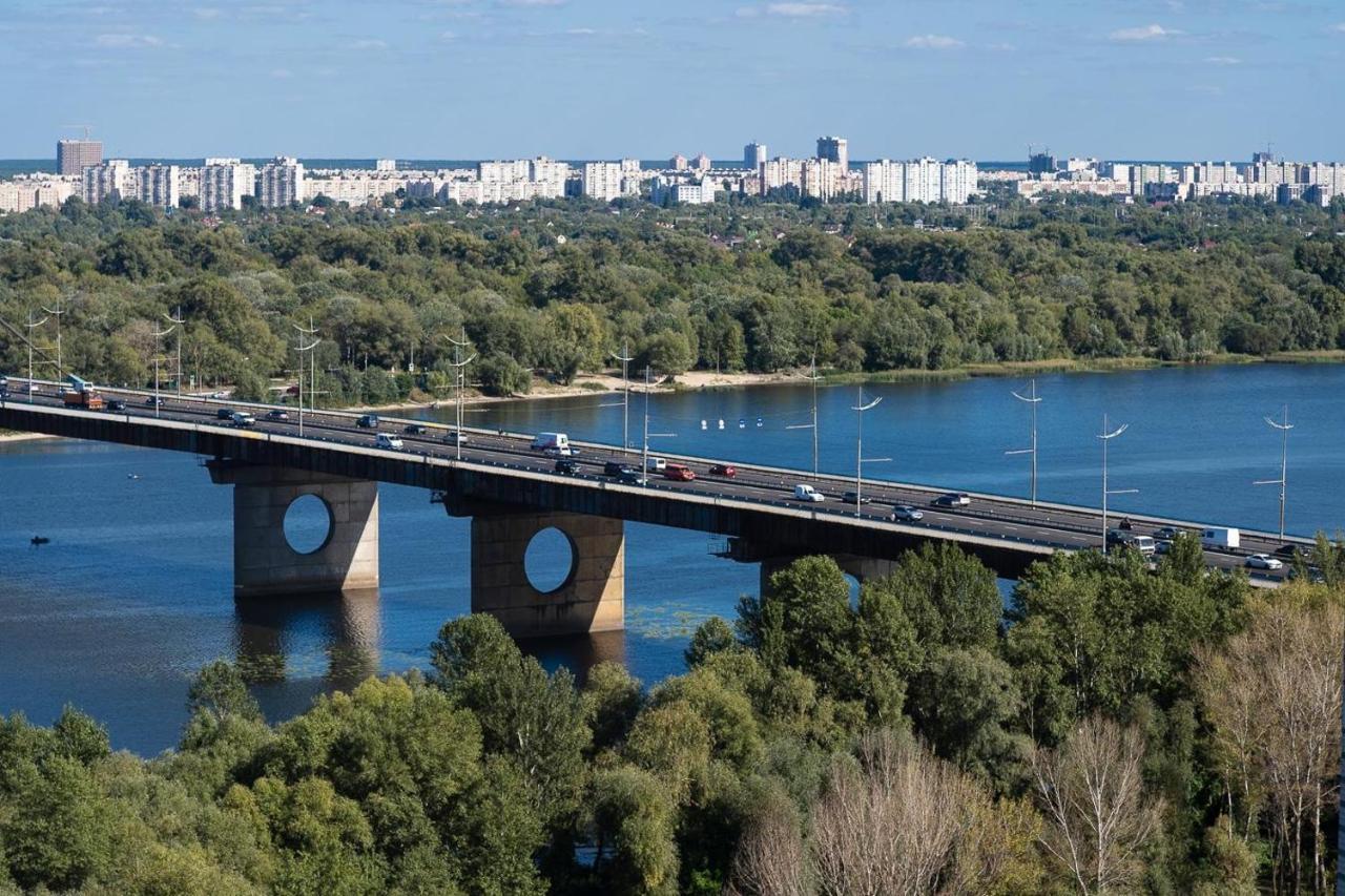 Exquisite Panoramic Views Apartment Dnipro Embankment Kiew Exterior foto